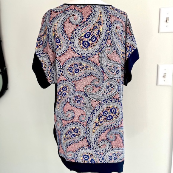 J.Crew Paisley Short Sleeve Colorful Beach Summer Vacation V-Neck Tunic XS - Picture 4 of 9